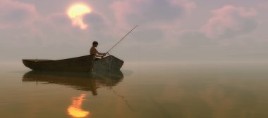 balıkçı teknesi ve gün batımı