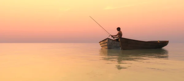 漁船と夕日 — ストック写真