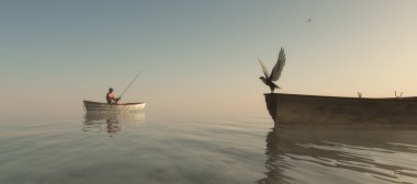 Kartal bir teknede tünemiş