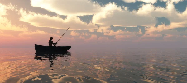 Fisherman and fishing boat — Stock Photo, Image