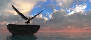 Kartal tünemiş ve günbatımı