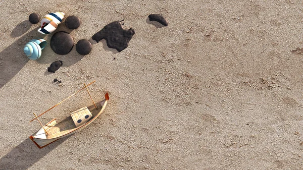 3d Sole e oggetti da spiaggia — Foto Stock