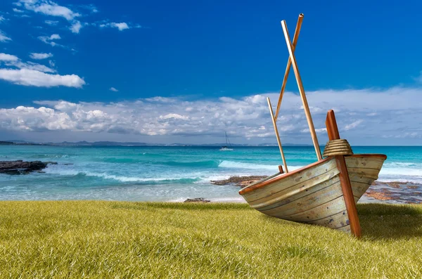 Llaut y día soleado en la playa de formentera — Foto de Stock