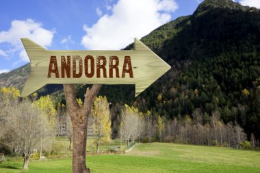Andorra için gösteren ahşap işaret