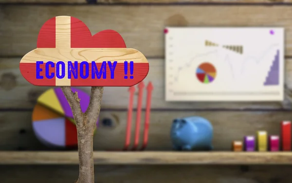 Signo de madera que indica la economía — Foto de Stock