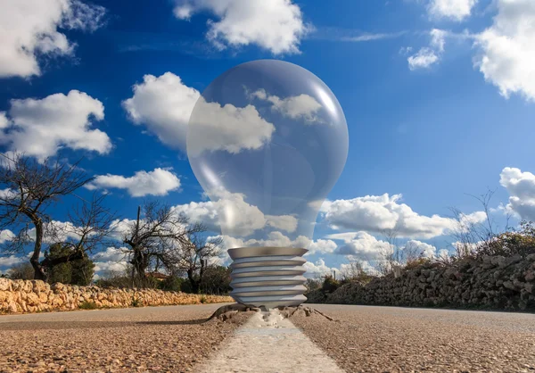 Asphalt Road Straight Line Bulb — Stock Photo, Image