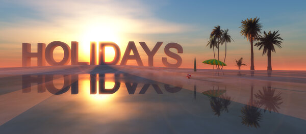 illustration of words on the horizon indicating holidays