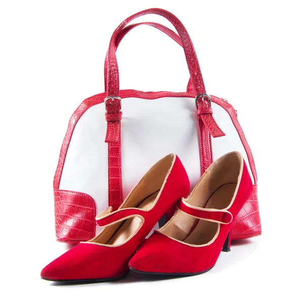 Kvinnliga eleganta skor och väska — Stockfoto