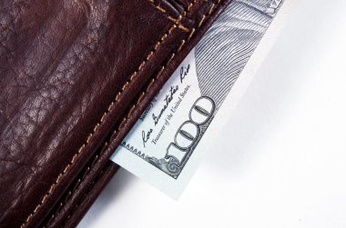 yüz ABD Doları makro closeup cüzdan