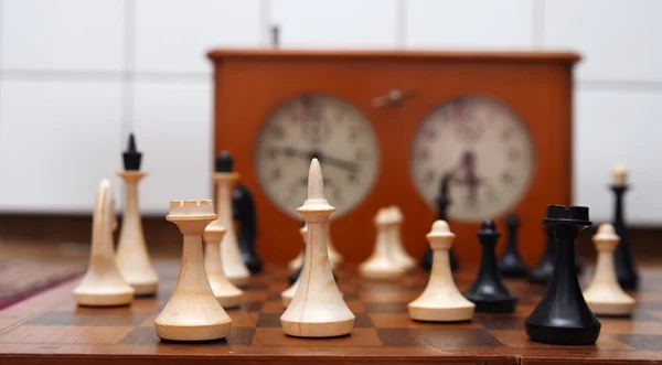 Παλιά closeup κομμάτια σκάκι — Φωτογραφία Αρχείου