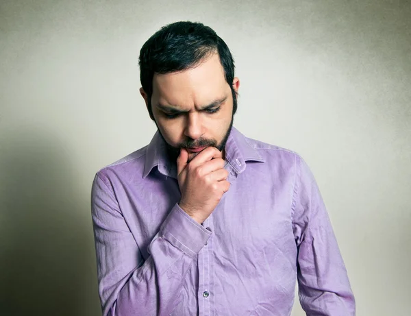 Casual man with the beard thinking — Stock Photo, Image