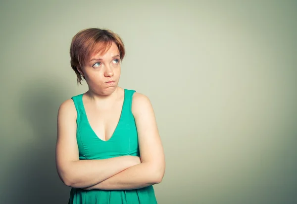 Blond woman with the funny expression — Stock Photo, Image