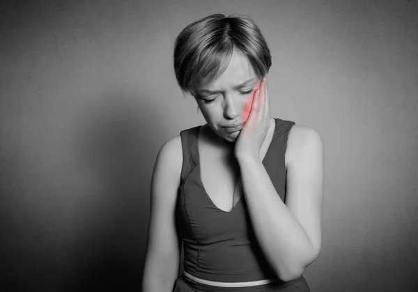 Girl has a terrible tooth pain — Stock Photo, Image