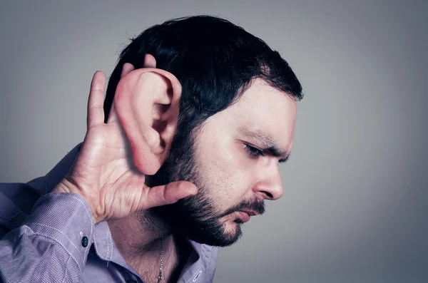 Bearded man with the big ear — Stock Photo, Image