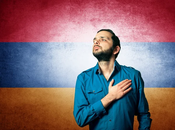 Patriot man standing closeup portrait — Stock Photo, Image