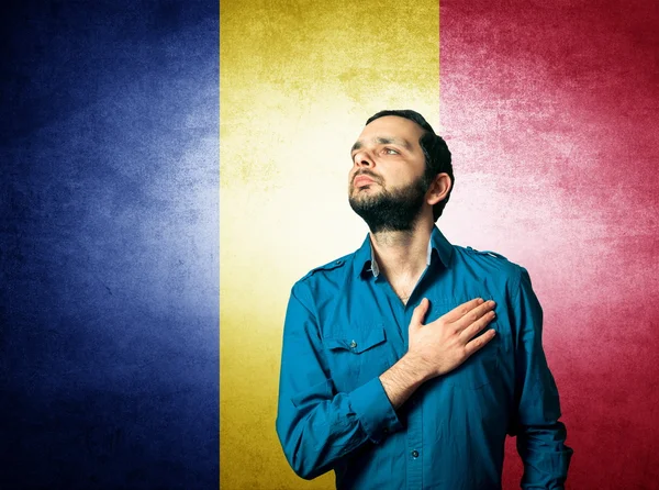 Patriot man standing closeup portrait — Stock Photo, Image