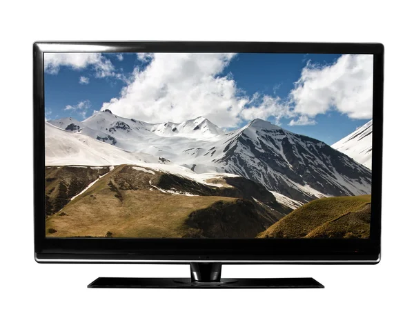 Ekranie telewizora z krajobrazem — Zdjęcie stockowe