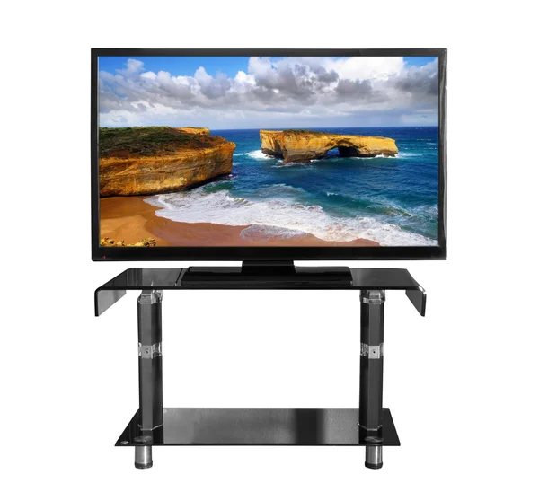 Tv sullo stand con foto — Foto Stock