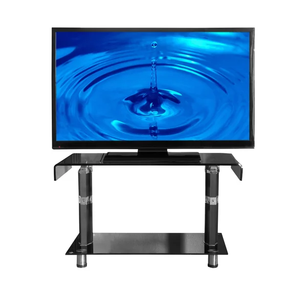 TV em stand com foto — Fotografia de Stock