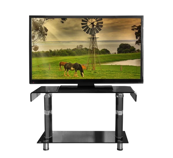 Tv sullo stand con foto — Foto Stock