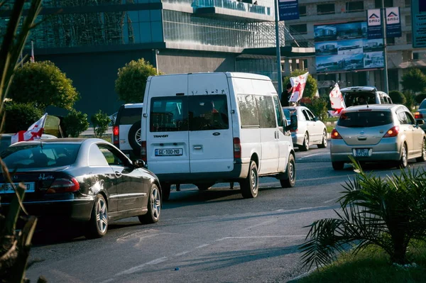 Batumi Gruzja Października 2020 Bieg Polityczny Samochodami Flagami — Zdjęcie stockowe