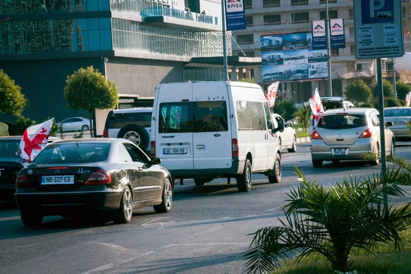 Batumi Georgia Octubre 2020 Carrera Política Con Los Coches Banderas — Foto de Stock