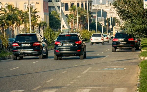 Batumi Georgien Oktober 2020 Autoverkehr Abend Batumi Georgien — Stockfoto