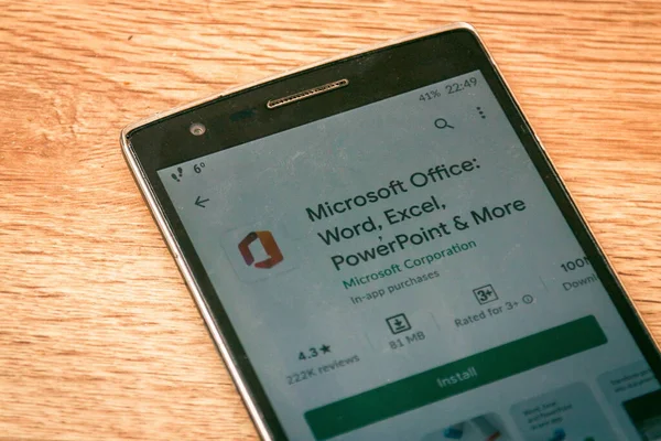 Batumi Georgië Januari 2021 Microsoft Office App Aan Telefoon — Stockfoto