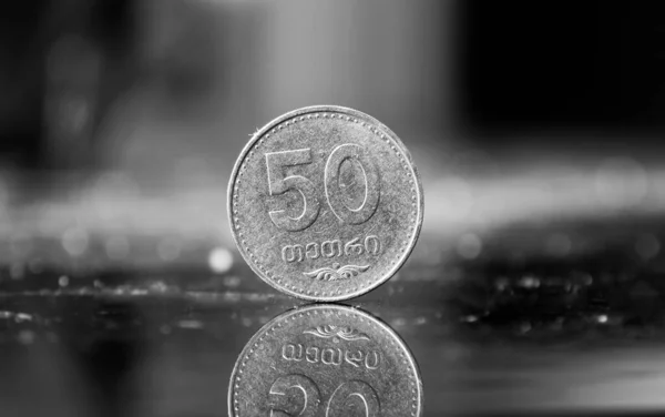 Georgian Tetri Coins Money Closeup — Stock Photo, Image