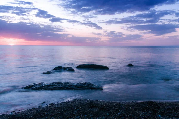 Dlouhý Záběr Večerního Moře Batumi Georgia — Stock fotografie