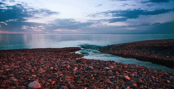 Lunga Esposizione Colpo Mare Serale Batumi Georgia — Foto Stock