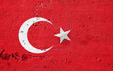 Duvarda ülke bayrağı var.