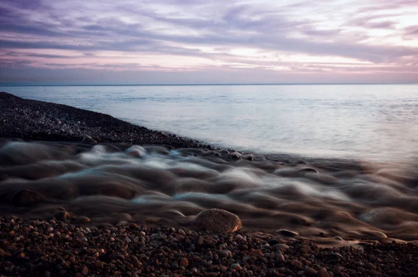 Lunga Esposizione Colpo Mare Serale Batumi Georgia — Foto Stock