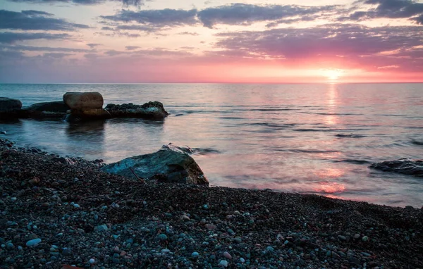 Lunga Esposizione Colpo Mare Serale Batumi Georgia — Foto Stock