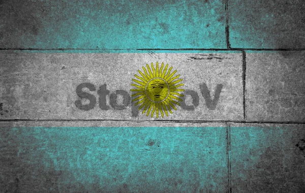 Signo Stopcov Pintado Bandera —  Fotos de Stock