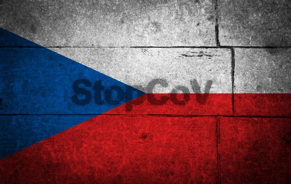 Stopcov Skylt Målad Flaggan — Stockfoto