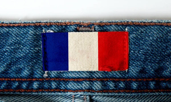 Bandiera Sull Etichetta Dei Jeans — Foto Stock