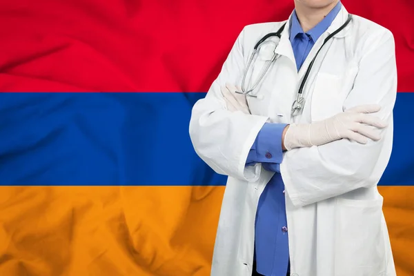 Doutor Com Bandeira — Fotografia de Stock