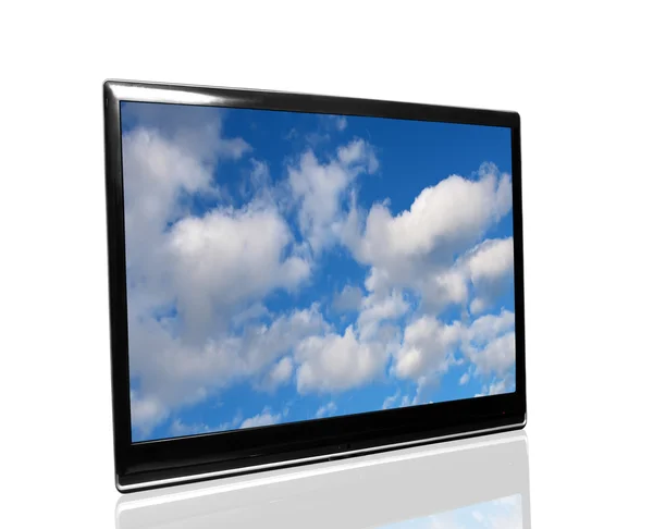 TV med sky — Stockfoto