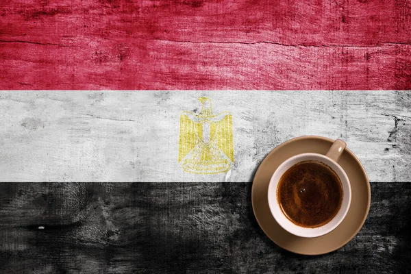 Koffie en vlag — Stockfoto