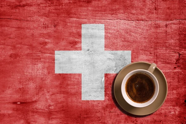 Koffie en vlag — Stockfoto