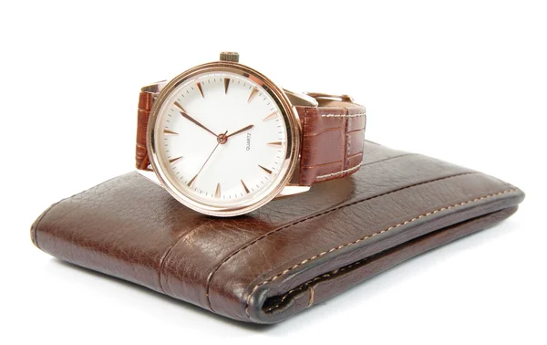 Elegant watch and wallet — Stock Photo, Image