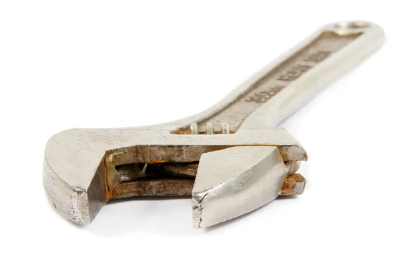 Old wrench on white — Stock Photo, Image