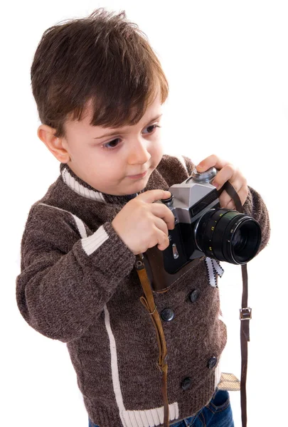 Kamera ile çocuk — Stok fotoğraf
