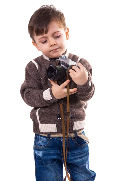 Kamera ile çocuk — Stok fotoğraf