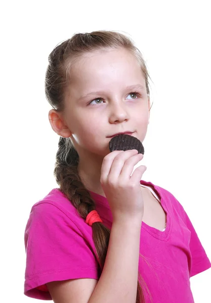 Girl with chocolate — Zdjęcie stockowe