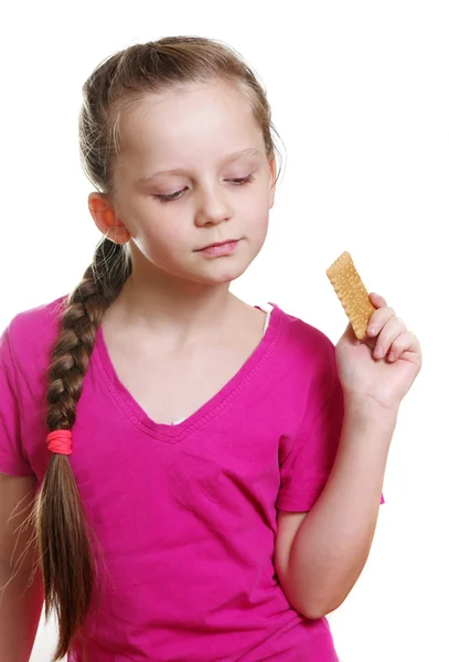Girl with cracker — Stock Photo, Image