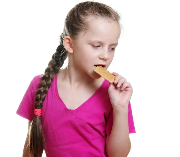 Ragazza con cracker — Foto Stock