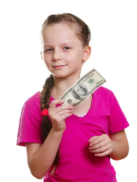 Meisje met geld — Stockfoto