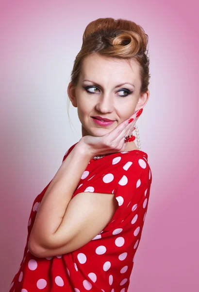 Retro girl porträtt — Stockfoto